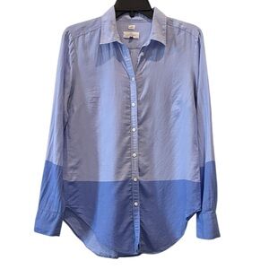 Loft The Softened Blue Colorblock Button Down Shirt Small